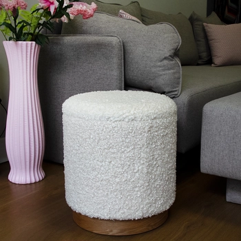 Stool / Container - white boucle